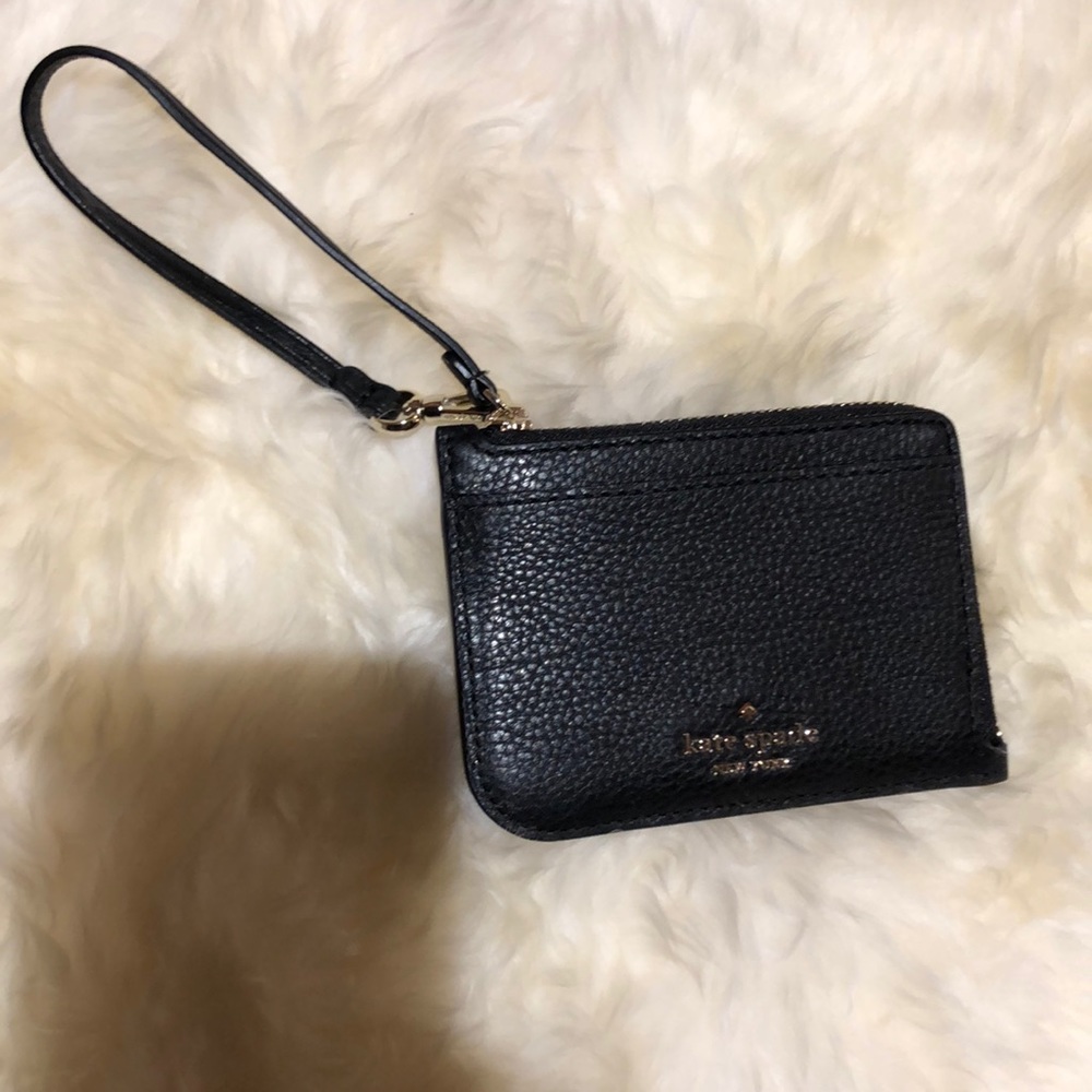 Black Kate Spade leather wristlet card holder